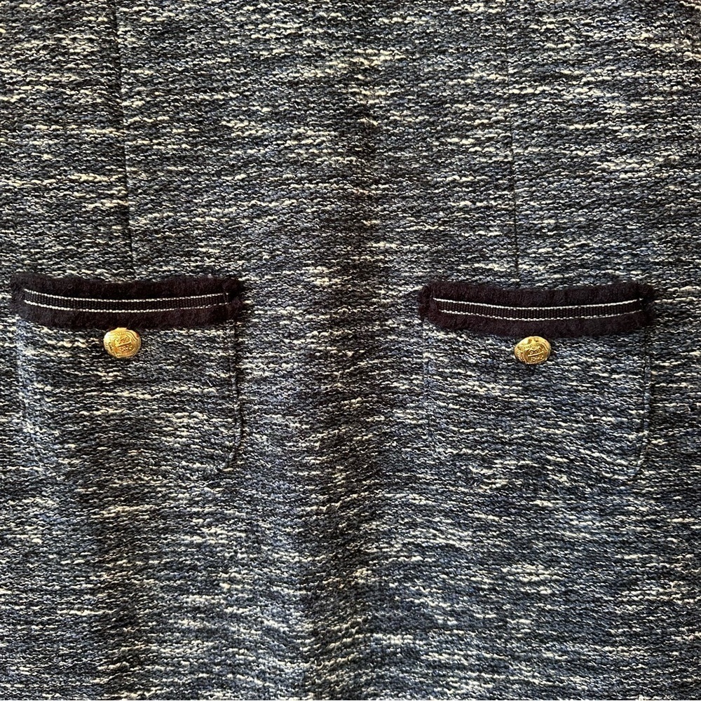 Talbots Tweed Shift Dress Womens 4 Petite Gold Buttons Front Pockets Scoop Neck - Picture 4 of 16